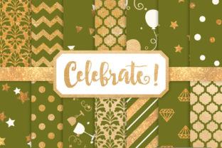 Avocado Celebrate Gold Digital Paper Set: 15 Luxe, Seamless Patterns for Every Celebration