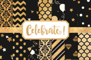 Black Celebrate Gold Digital Paper Set