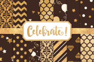 Chocolate Celebrate Gold Digital Paper Set