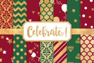 Christmas Celebrate Gold Digital Paper Set