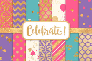 Crayon Box Girl Celebrate Gold Digital Paper Set