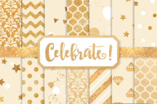 Cream Celebrate Gold Digital Paper Set