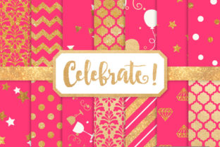 Hot Pink Celebrate Gold Digital Paper Set: Elevating Creative Production for Modern Professionals