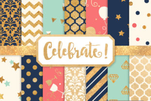 Modern Chic Celebrate Gold Digital Paper Set