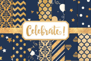 Navy Celebrate Gold Digital Paper Set