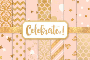 Peach Celebrate Gold Digital Paper Set: 15 Glittery, Seamless Patterns for Every Special Occasion