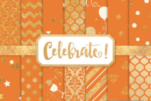 Pumpkin Celebrate Gold Digital Paper Set