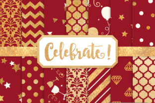Ruby Celebrate Gold Digital Paper Set