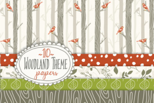 Set of 10 Individual Woodland Seamless Digital Papers