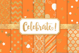 Tangerine Celebrate Gold Digital Paper Set