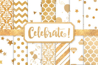 White Celebrate Gold Digital Paper Set